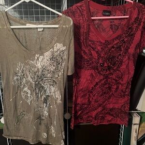 2 large shirts from The Buckle selling as a pair $15 for both